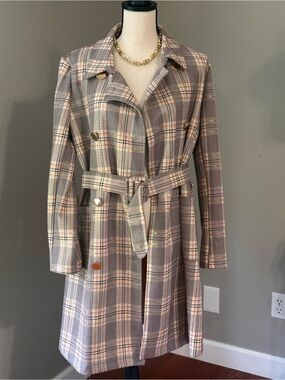 Alice Blue Plaid Trench Coat in Pink and Gray Tone